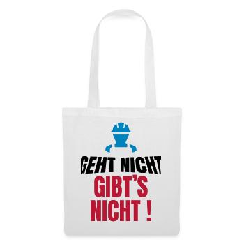 geht nicht gibt's nicht, lustiger Handwerker - Stoffbeutel - Weiß - Vorne