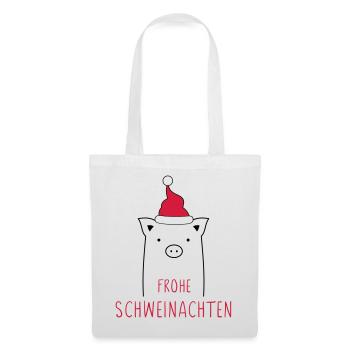 Frohe Weihnachten I Schweinachten Schwein Sau - Stoffbeutel - Weiß - Vorne