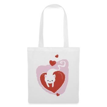 Chat d'amour blanc - Sac en tissu - blanc - Devant