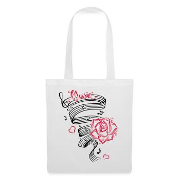 Notes musicales avec musique et fleur. - Sac en tissu - blanc - Devant