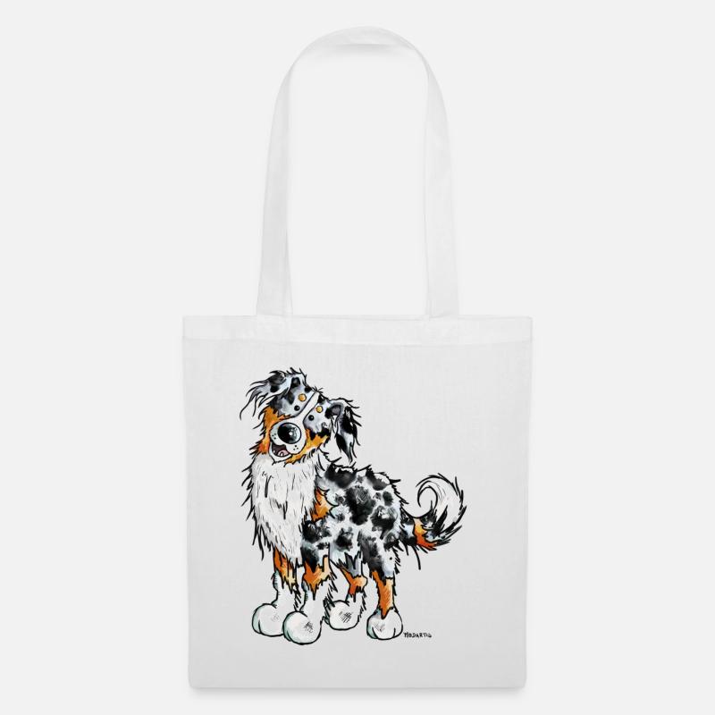 Witziger Australian Shepherd - Stoffbeutel - Weiß