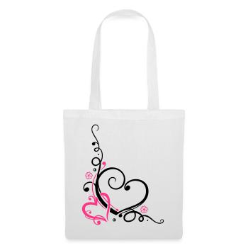 Two hearts with ornament - Tote Bag - white - Front