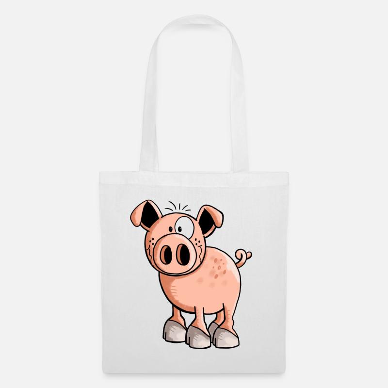 Rosa Ferkel - Schwein - Sau - Schweinchen - Comic - Stoffbeutel - Weiß