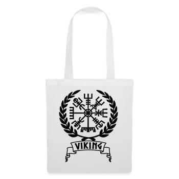 Boussole Viking Vegvisir dans la bannière Vikng - Sac en tissu - blanc - Devant