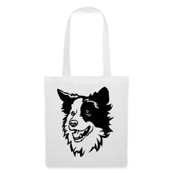 Tête de Border Collie - Sac en tissu - blanc - Devant