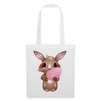 cute bunny with pink cotton candy - Tote Bag - white - Front
