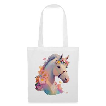 Cheval fleur - Sac en tissu - blanc - Devant