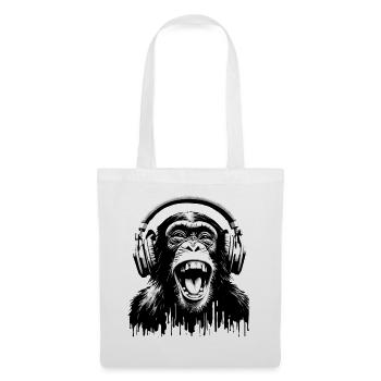 Music Monkey World 🎧 Affe mit Kopfhörern - Stoffbeutel - Weiß - Vorne