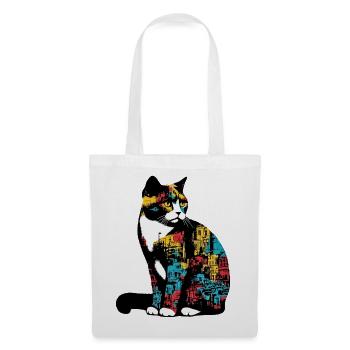 Chat - Sac en tissu - blanc - Devant