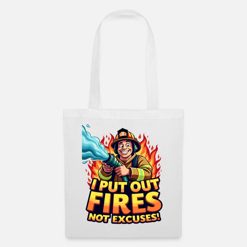 I Put Out Fires Not Excuses – Firefighter Artwork - Tote Bag - white
