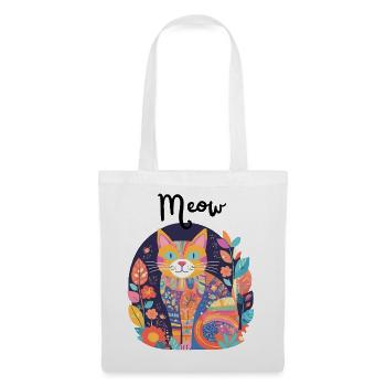 Bunte Katzen-Patchwork-Anthologie - Stoffbeutel - Weiß - Vorne