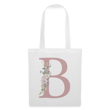 B Monogramme, Floral, Personnalisable - Sac en tissu - blanc - Devant