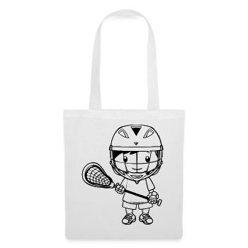 Lacrosse Junge Cartoon - Stoffbeutel - Weiß - Vorne