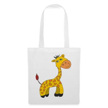Charming Giraffe Caricature on Plush - Tote Bag - white - Front