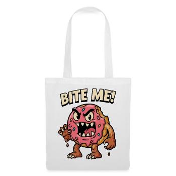 Bissiger Donut Monster Illustration - Stoffbeutel - Weiß - Vorne