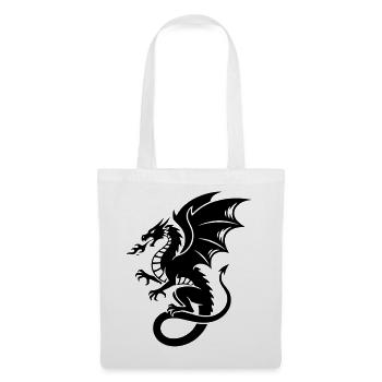 Mächtiger Drache | Schwarzes Tribal Tattoo - Stoffbeutel - Weiß - Vorne