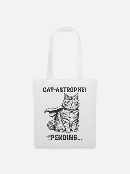Vintage Witz Humor Wortspiel Katze - Stoffbeutel - Weiß