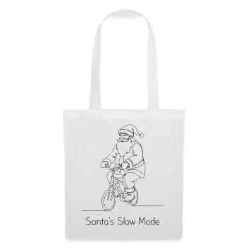Santa's Slow Mode - Minimalist Line Art Bicycle - Tote Bag - white - Front