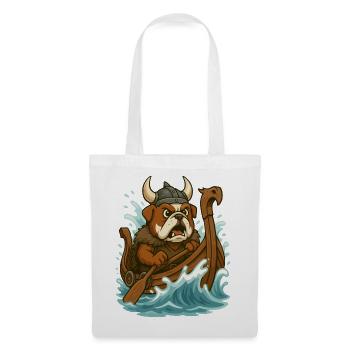 Wikingerbulldogge paddelt wild langschiff - Stoffbeutel - Weiß - Vorne