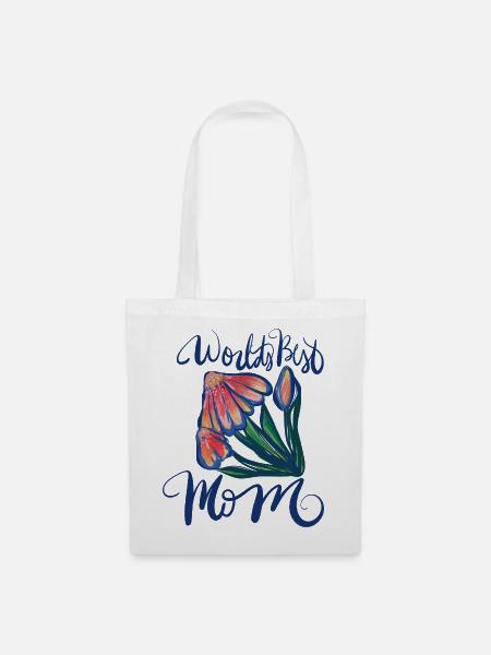 World's Best Mom Blumen-Aquarell - Stoffbeutel - Weiß
