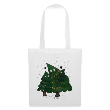 Petite famille de sapins de Noël - Sac en tissu - blanc - Devant
