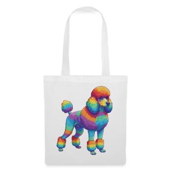 Buntes Pudelhunde-Regenbogen-Pop-Art-Aquarell - Stoffbeutel - Weiß - Vorne