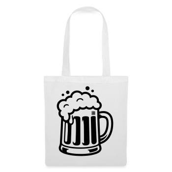 Bierkrug Comic Bier - Stoffbeutel - Weiß - Vorne