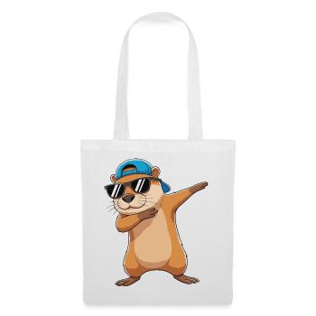 Dessin animé de lunettes de soleil Otter Cool Dabbing - Sac en tissu - blanc - Devant