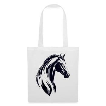 Black White Horse Head Drawing Sketch - Tote Bag - white - Front