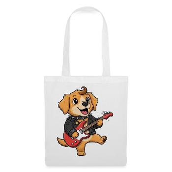 Rocking dog with electric guitar - Tote Bag - white - Front