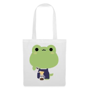 Kawaii Frog Barista - Sac en tissu - blanc - Devant