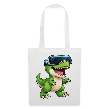 Tino Dinosaurier T-Rex VR Gamer Computer Nerd - Stoffbeutel - Weiß - Vorne