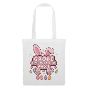 Große Schwester Hase Ostern Design - Stoffbeutel - Weiß - Vorne