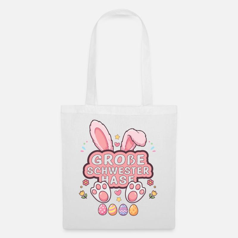Große Schwester Hase Ostern Design - Stoffbeutel - Weiß