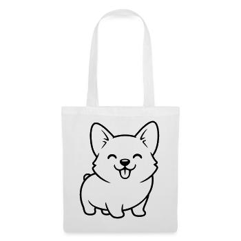 Corgi Hund Welpe Outline - Stoffbeutel - Weiß - Vorne
