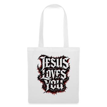 Jesus Loves You Streetwear - Stoffbeutel - Weiß - Vorne