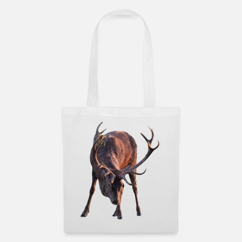 Stag with antlers in a stooped posture - Tote Bag - white