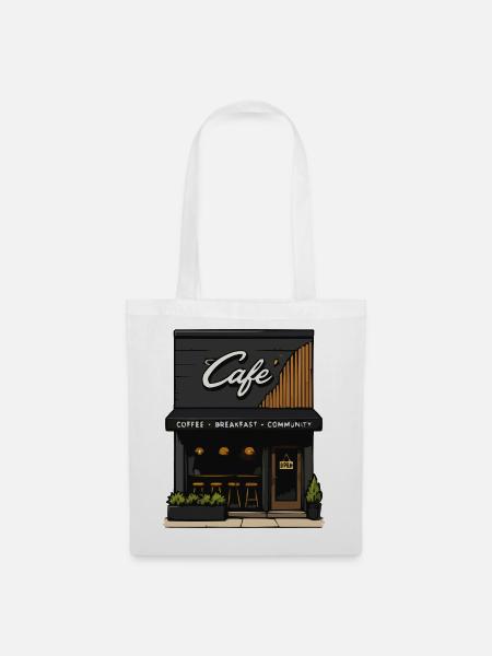 Café-Eck: Kaffee, Frühstück, Community - Stoffbeutel - Weiß