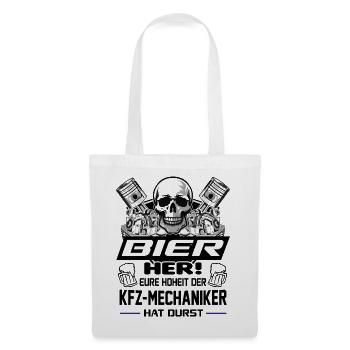 Bier König KFZ Mechaniker Automechaniker Schädel - Stoffbeutel - Weiß - Vorne