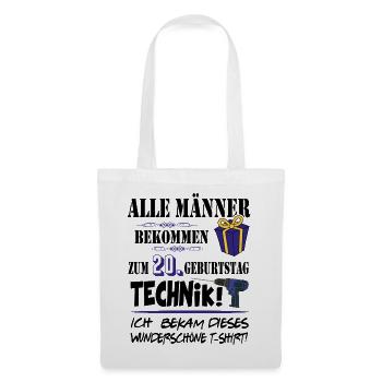 20. Geburtstag Handwerker Technik Werkzeug - Stoffbeutel - Weiß - Vorne