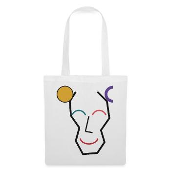 Visage géométrique coloré joyeux - Sac en tissu - blanc - Devant