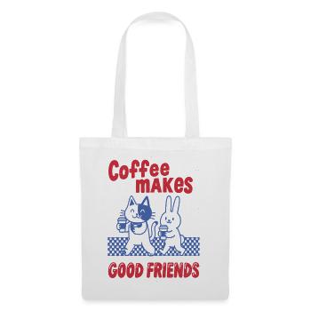 Kaffee macht gute Freunde – Katzen & Häschen - Stoffbeutel - Weiß - Vorne