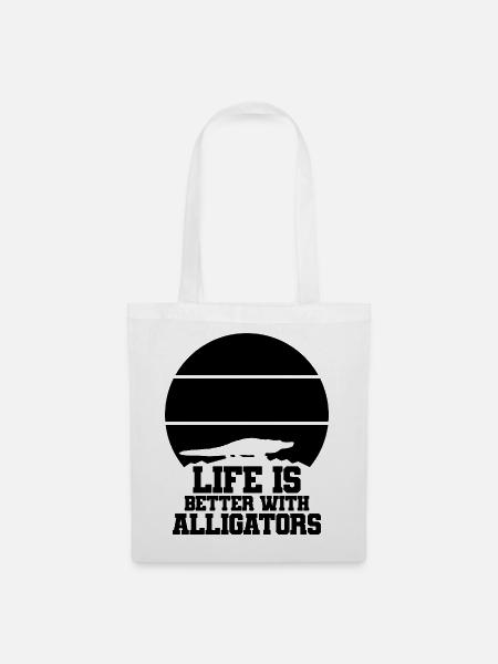 Alligator Silhouette - Stoffbeutel - Weiß