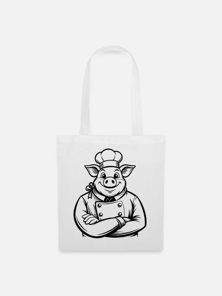 Chef Pig - Stoffbeutel - Weiß