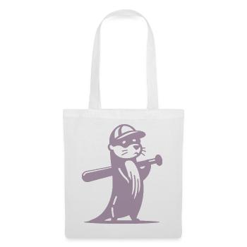 Otter Baseball Silhouette - Stoffbeutel - Weiß - Vorne