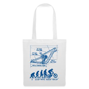 MTB Evolution Blueprint: Full Suspension Frame - Tote Bag - white - Front