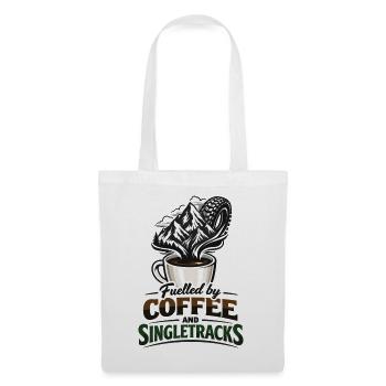 Fuelled by Coffee & Singletracks MTB Kaffeetasse - Stoffbeutel - Weiß - Vorne