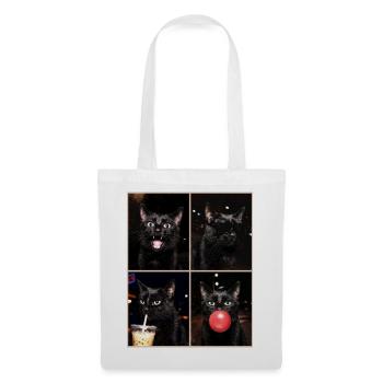 Katzen schwarze Katze - Stoffbeutel - Weiß - Vorne