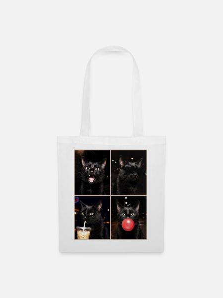 Katzen schwarze Katze - Stoffbeutel - Weiß