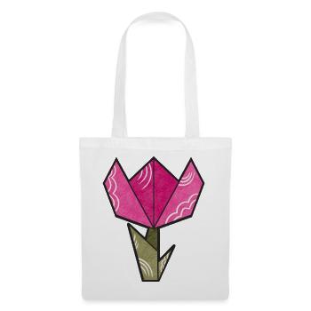 Origami Tulpe Pink Geometrisch - Stoffbeutel - Weiß - Vorne